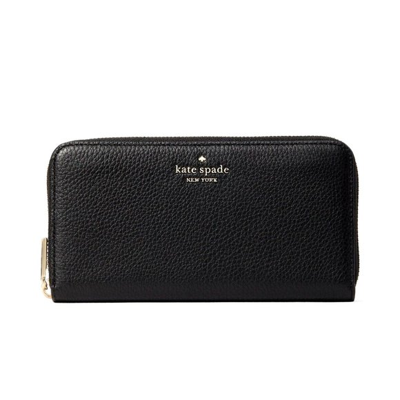 New Kate Spade Leila Large Continental Wallet Pebble Leather Black - Picture 1 of 2